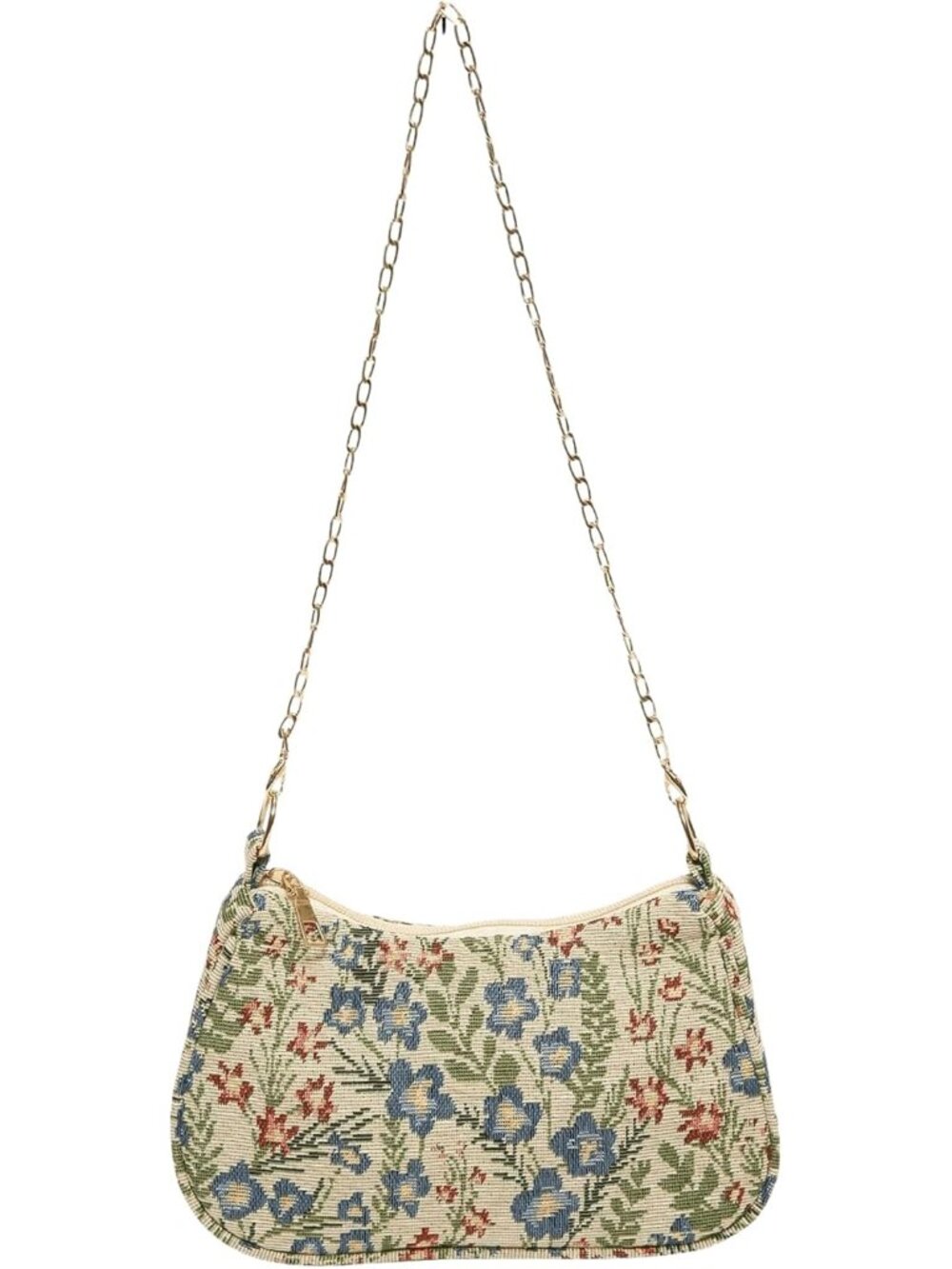 Women's Floral Print Shoulder Bags Casual Underarm Purses with Chain Strap